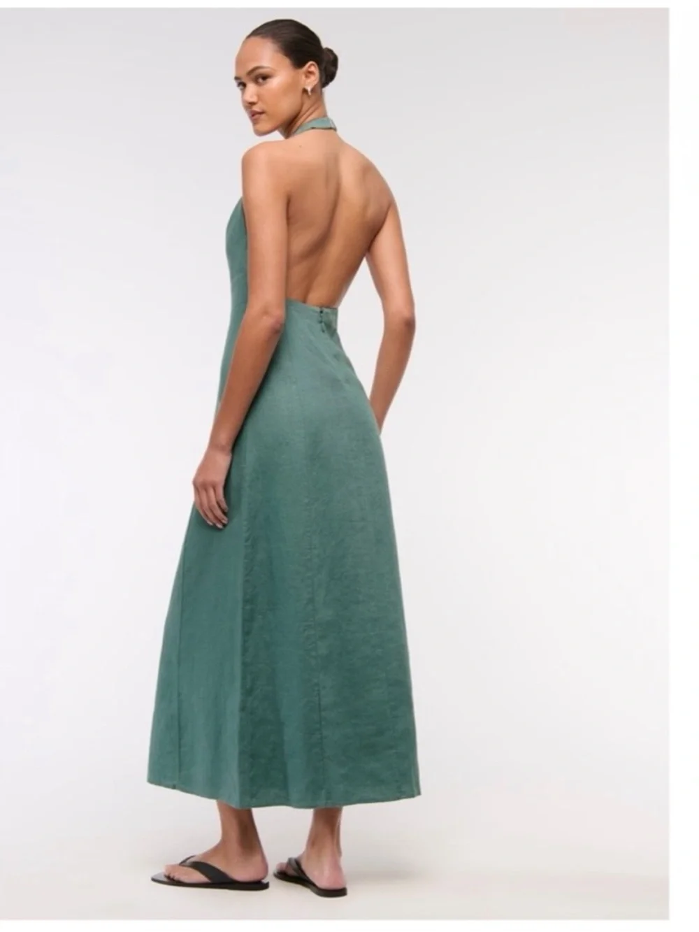 Abercrombie & Fitch Premium Linen High-Neck Maxi Dress - Picture 5 of 6